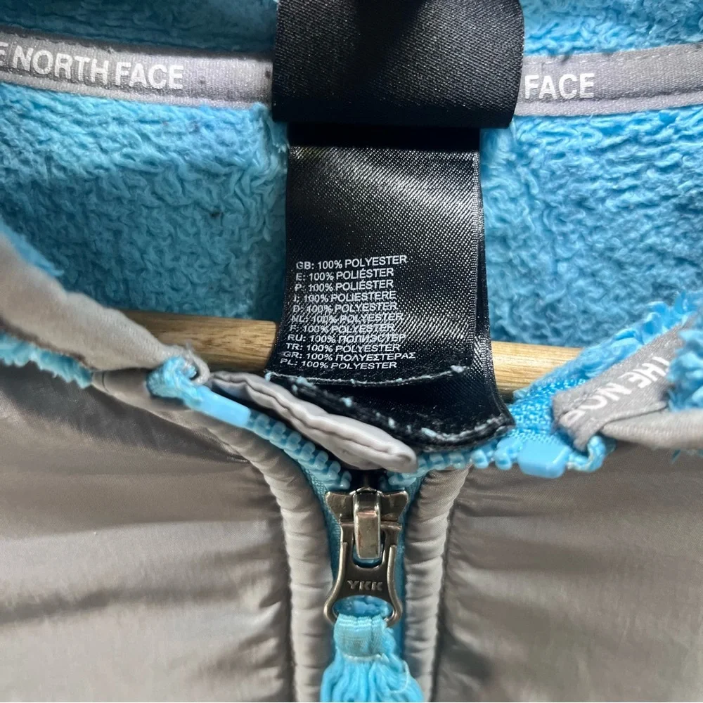 The North Face Denali Hooded Fleece Jacket Girls‎ L (14-16) Aqua Coat 2913